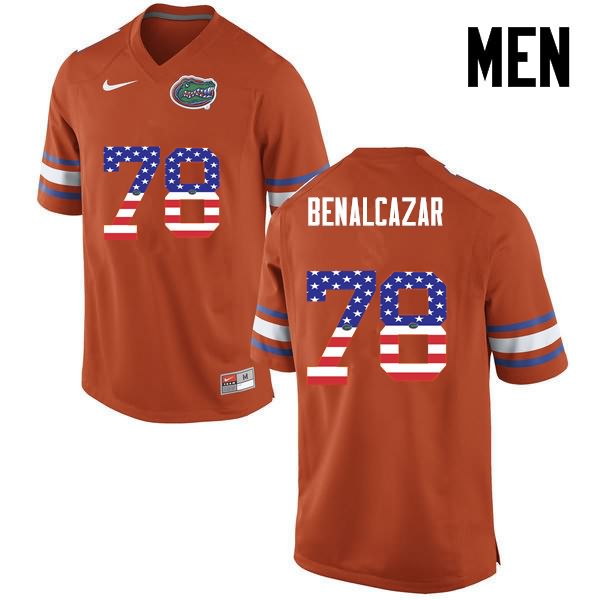 Men's NCAA Florida Gators Ricardo Benalcazar #78 Stitched Authentic USA Flag Fashion Nike Orange College Football Jersey WKP2865UC